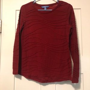 Red long sleeve textured and shimmering blouse